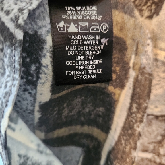 Nic + Zoe Shirt Tunic Silk Viscose Blue Geometric Patchwork Long Sleeve Nwt XS - Picture 7 of 8